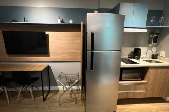 Cozinha de apartamento à venda com 1 quarto, 27m² em Pinheiros, São Paulo