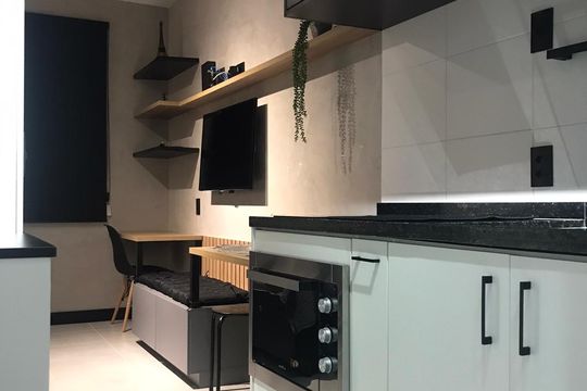 Cozinha de apartamento para alugar com 1 quarto, 24m² em Vila Clementino, São Paulo