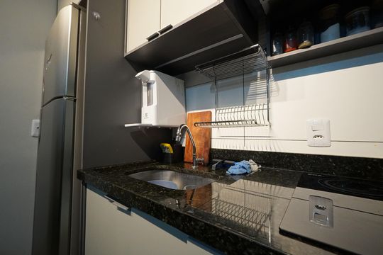 Cozinha de kitnet/studio para alugar com 1 quarto, 28m² em Vila Mariana, São Paulo
