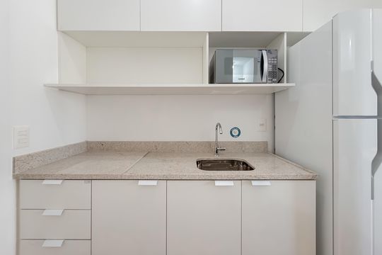 Cozinha de kitnet/studio para alugar com 1 quarto, 25m² em Vila Mariana, São Paulo