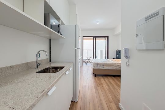 Cozinha de kitnet/studio para alugar com 1 quarto, 25m² em Vila Mariana, São Paulo