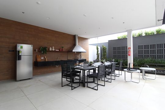 Área Comum - Churrasqueira de kitnet/studio à venda com 1 quarto, 30m² em Indianópolis, São Paulo