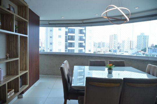 Varanda gourmet de apartamento à venda com 3 quartos, 126m² em Vila Scarpelli, Santo André