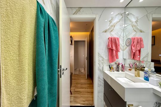 Banheiro Suíte 3 de apartamento à venda com 3 quartos, 106m² em Santo Amaro, São Paulo