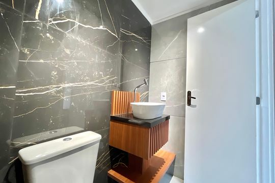 Banheiro da Suíte de apartamento à venda com 1 quarto, 27m² em Jardim Oriental, São Paulo