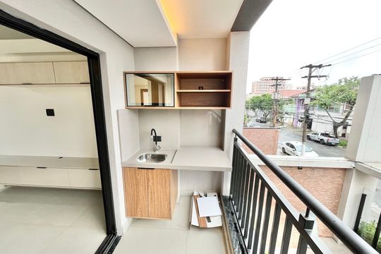 Varanda da Sala de apartamento para alugar com 1 quarto, 63m² em Jardim São Paulo, São Paulo