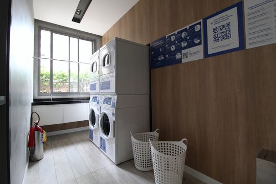 Área comum - Lavanderia de kitnet/studio à venda com 1 quarto, 27m² em Indianópolis, São Paulo