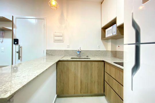 Cozinha de kitnet/studio para alugar com 1 quarto, 30m² em Paquetá, Belo Horizonte
