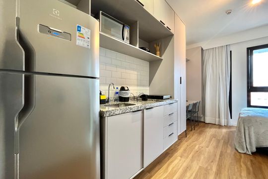 Cozinha de apartamento à venda com 1 quarto, 26m² em Vila Mariana, São Paulo