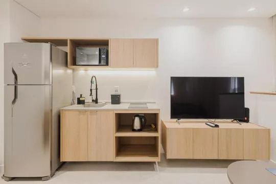 Cozinha de apartamento para alugar com 1 quarto, 34m² em Pinheiros, São Paulo