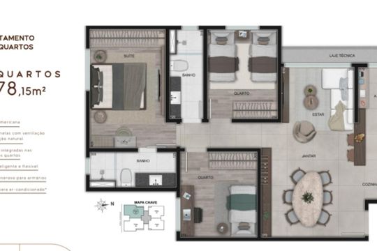 Apartamento à venda com 3 quartos, 78m² em Serra, Belo Horizonte