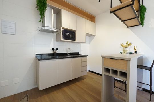 Cozinha de kitnet/studio para alugar com 1 quarto, 25m² em Vila Mariana, São Paulo