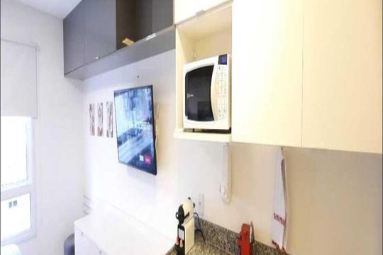 Cozinha de kitnet/studio para alugar com 1 quarto, 16m² em Bela Vista, São Paulo