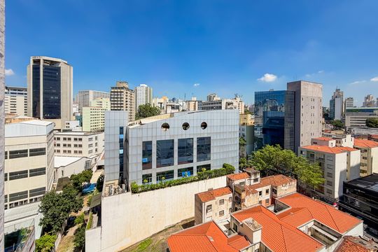 Varanda - Vista de apartamento à venda com 1 quarto, 44m² em Liberdade, São Paulo