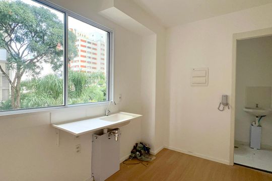 Cozinha de kitnet/studio à venda com 1 quarto, 24m² em Jardim Paulista, São Paulo
