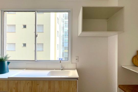 Cozinha de apartamento à venda com 1 quarto, 24m² em Jardim Paulista, São Paulo