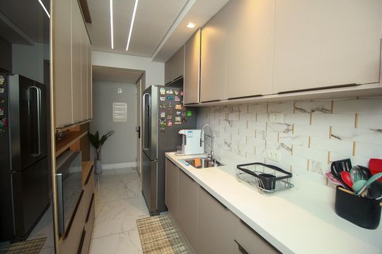 Cozinha de apartamento à venda com 3 quartos, 113m² em Vila Assunção, Santo André
