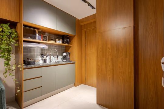 Cozinha de apartamento à venda com 1 quarto, 29m² em Barra Funda, São Paulo