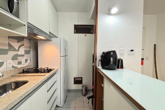 Cozinha de apartamento à venda com 1 quarto, 35m² em Moema, São Paulo