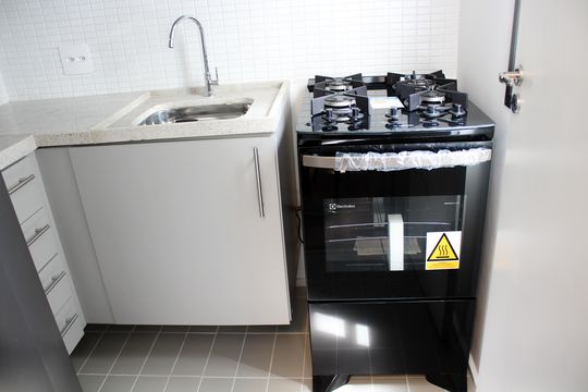 Cozinha de apartamento à venda com 1 quarto, 25m² em Higienópolis, São Paulo