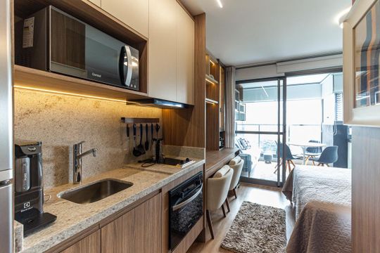 Cozinha de kitnet/studio à venda com 1 quarto, 35m² em Higienópolis, São Paulo