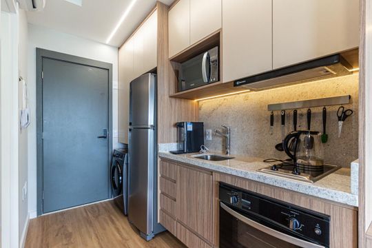 Cozinha de kitnet/studio à venda com 1 quarto, 35m² em Higienópolis, São Paulo