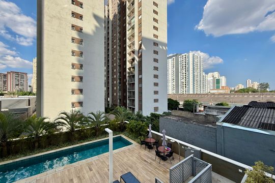 Vista   de apartamento à venda com 2 quartos, 140m² em Jardim Caravelas, São Paulo