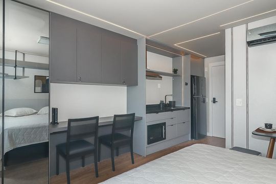 Sala / Quarto / Cozinha de apartamento para alugar com 1 quarto, 28m² em Boa Vista, Porto Alegre