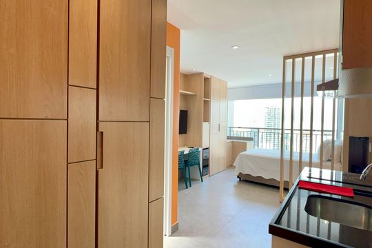 Cozinha de kitnet/studio à venda com 1 quarto, 29m² em Pompeia, São Paulo