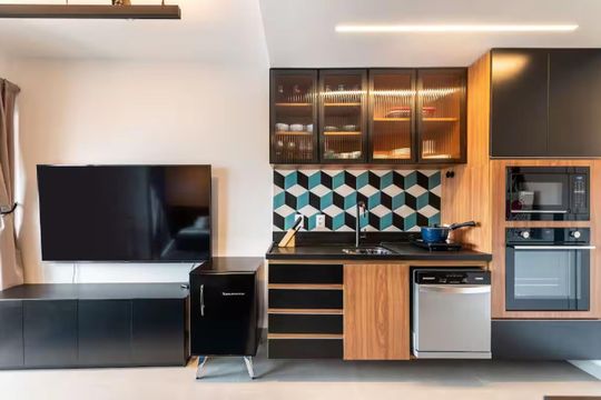 Cozinha de apartamento à venda com 1 quarto, 28m² em Pinheiros, São Paulo