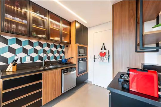 Cozinha de apartamento à venda com 1 quarto, 28m² em Pinheiros, São Paulo