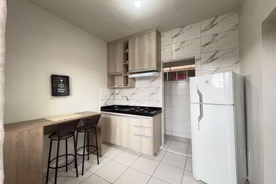 Cozinha de kitnet/studio para alugar com 1 quarto, 25m² em Santa Marta, Ribeirão das Neves
