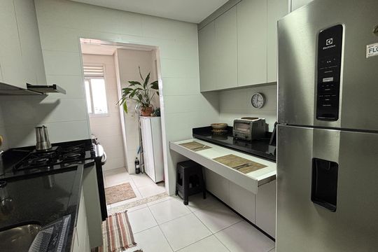 Cozinha de apartamento à venda com 3 quartos, 78m² em Vila Assunção, Santo André