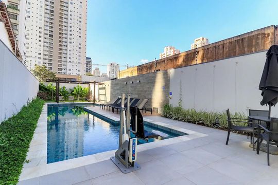Área externa de kitnet/studio à venda com 1 quarto, 32m² em Vila Olímpia, São Paulo