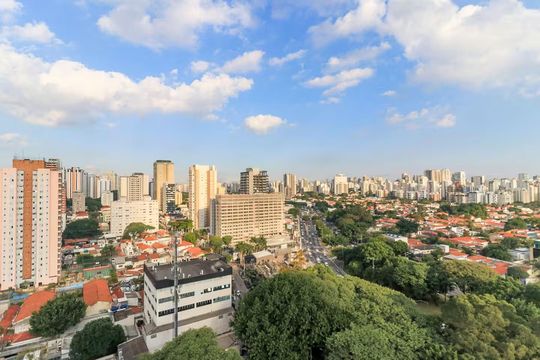 Vista da varanda de kitnet/studio à venda com 1 quarto, 32m² em Vila Olímpia, São Paulo