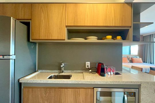 Cozinha de kitnet/studio para alugar com 1 quarto, 46m² em Pinheiros, São Paulo