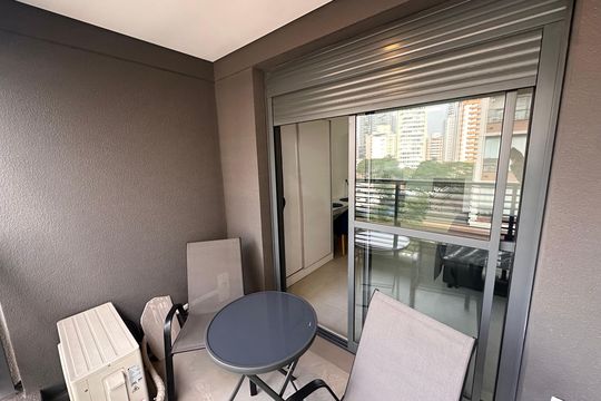 Varanda do Studio de kitnet/studio para alugar com 1 quarto, 35m² em Jardim das Acacias, São Paulo