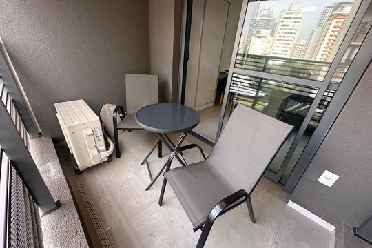 Varanda do Studio de kitnet/studio para alugar com 1 quarto, 35m² em Jardim das Acacias, São Paulo