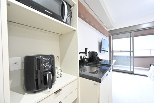 Cozinha de kitnet/studio para alugar com 1 quarto, 27m² em Vila Clementino, São Paulo