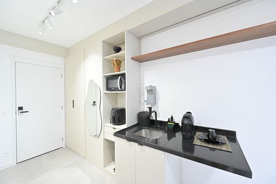 Cozinha de kitnet/studio para alugar com 1 quarto, 27m² em Vila Clementino, São Paulo
