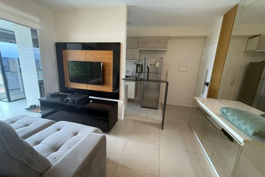 Sala de apartamento para alugar com 1 quarto, 49m² em Ponta da Praia, Santos
