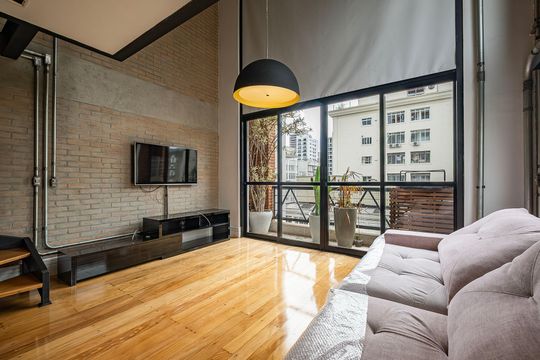 Sala/Cozinha de apartamento à venda com 1 quarto, 75m² em Cerqueira César, São Paulo