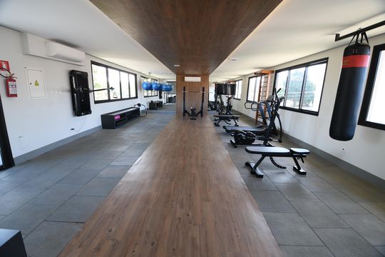 Área comum - Academia de casa de condomínio à venda com 3 quartos, 145m² em Bosque das Palmeiras, Campinas