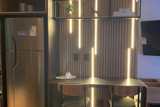 Cozinha de kitnet/studio à venda com 1 quarto, 27m² em Pinheiros, São Paulo