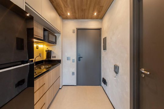 Cozinha de kitnet/studio à venda com 1 quarto, 27m² em Jardim das Acacias, São Paulo