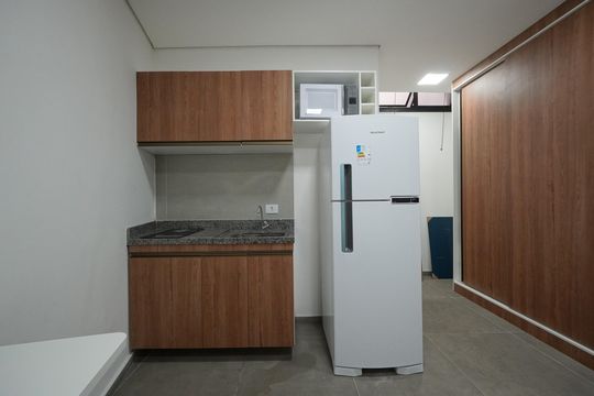 Cozinha de kitnet/studio para alugar com 1 quarto, 24m² em Vila Mariana, São Paulo
