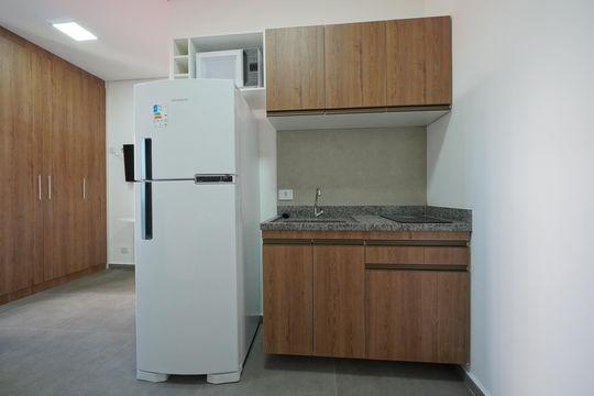 Cozinha de kitnet/studio para alugar com 1 quarto, 24m² em Vila Mariana, São Paulo