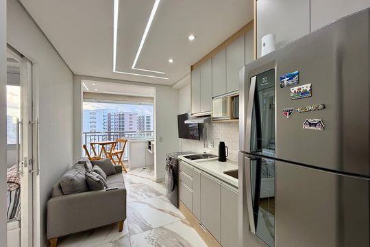 Cozinha de kitnet/studio para alugar com 1 quarto, 25m² em Vila Andrade, São Paulo