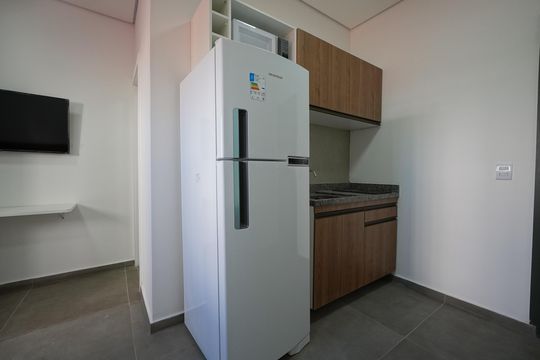 Cozinha de kitnet/studio para alugar com 1 quarto, 24m² em Vila Mariana, São Paulo