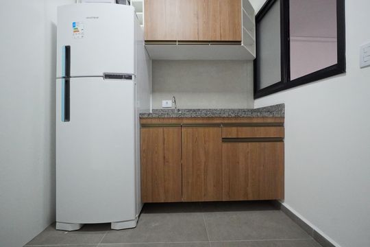 Cozinha de kitnet/studio para alugar com 1 quarto, 24m² em Vila Mariana, São Paulo